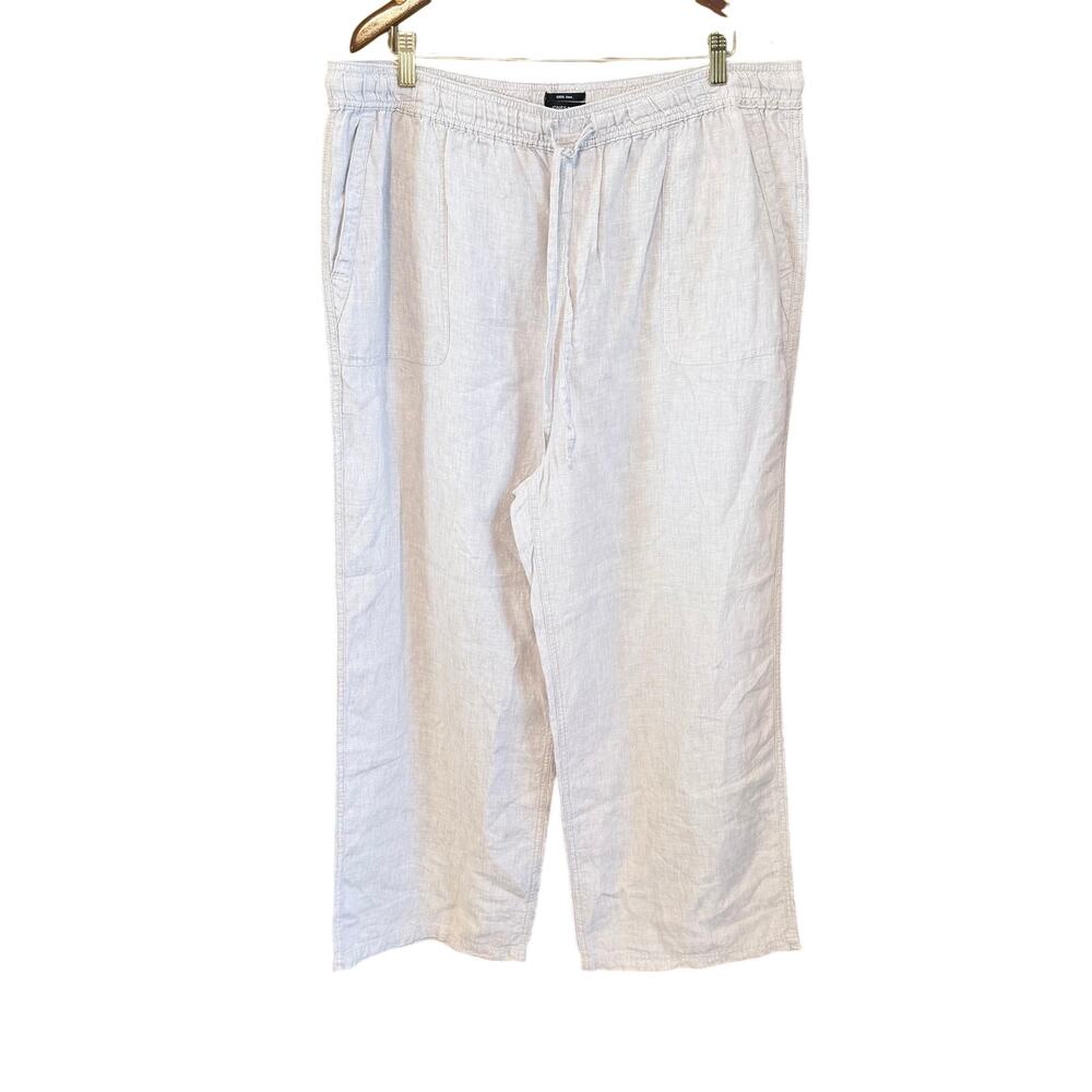 Jones New York 100% linen pull on pants plus size 2X drawstring waist cream